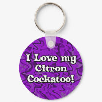 Crazy Purple I Love My Citron Cockatoo Keychain by MenagerieMayhem Crazy Purple I Love My Citron Cockatoo Keychain