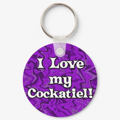 Crazy Purple I Love my Cockatiel Keychain by MenagerieMayhem
