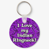 Crazy Purple I Love my Indian Ringneck Keychain by MenagerieMayhem Crazy Purple I Love my Indian Ringneck Keychain