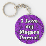 Crazy Purple I Love my Meyers Parrot Keychain