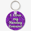 Crazy Purple I Love my Nanday Conure Keychain