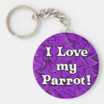Crazy Purple I Love my Parrot Keychain