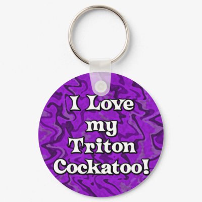 Crazy Purple I Love my Triton Cockatoo Keychain by MenagerieMayhem