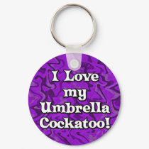 Crazy Purple I Love my Umbrella Cockatoo Keychain by MenagerieMayhem Crazy Purple I Love my Umbrella Cockatoo Keychain