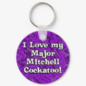 Crazy Purple Major Mitchell Cockatoo Keychain by MenagerieMayhem Crazy Purple Major Mitchell Cockatoo Keychain
