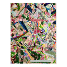 Crazy Quilt in Spring Colors Postcard