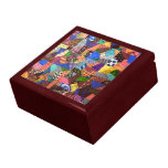 Crazy Quilt Patchwork Quilt Abstract Art Geometric Jewelry Box