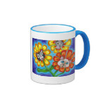 Crazy Retro Tuxedo, Siamese Cat Daisies mugs