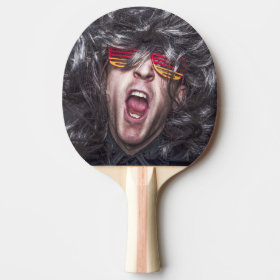 Crazy Rock Star Funny Face Ping Pong Paddle