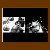 Crazy Rooster, meet Crazy Horse postcards