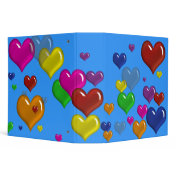 Crazy Scattered Rainbow Color Hearts Binder 2