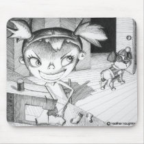 Crazy Sewing Girl mousepads