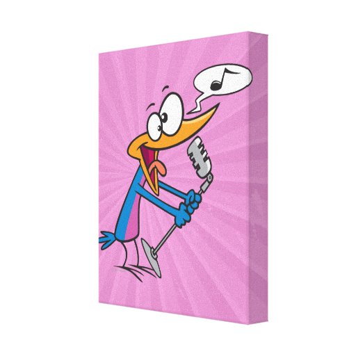 crazy singing karaoke bird cartoon gallery wrapped canvas