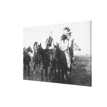 Crazy Snake Assembling His Warriors Stretched Canvas Print