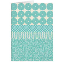 Crazy Teal Blue Patterns Circles Floral Plaid Wave Greeting Cards