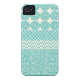 Crazy Teal Blue Patterns Circles Floral Plaid Wave iPhone 4 Case