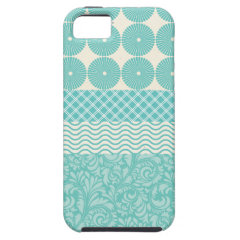 Crazy Teal Blue Patterns Circles Floral Plaid Wave iPhone 5 Cover