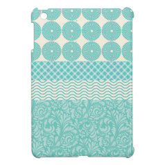 Crazy Teal Blue Patterns Circles Floral Plaid Wave Cover For The iPad Mini