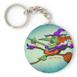 Crazy Witch Riding her Broomstick keychains