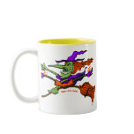Crazy Witch Riding her Broomstick mugs