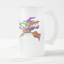 Crazy Witch Riding her Broomstick Mugs