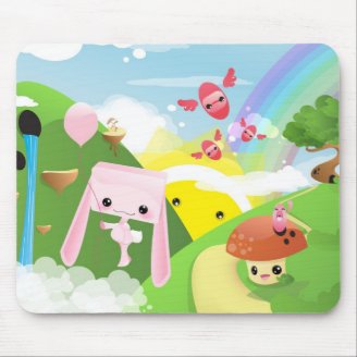 Crazy World - Pink Bunny mousepads