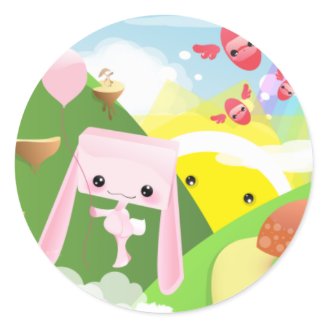 Crazy World - Pink Bunny stickers