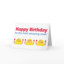Crazy Yellow Creatures Cooking Birthday cards