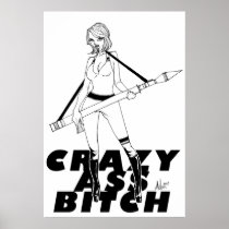 crazy, chick, bazooka, gallus gallus, rocket launcher, young bird, nutcase, launcher, biddy, madman, loony, weirdo, lunatic, difficulty, maniac, looney, chicken, Poster with custom graphic design