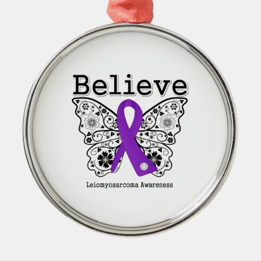 Crea - la mariposa del cáncer de Leiomyosarcoma Ornamento Para Reyes Magos