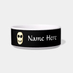 Cream and Black Skull. Cat Water Bowl