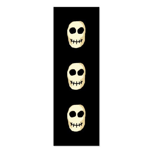 Cream and Black Skull. Primitive Style. Business Card Template (front side)
