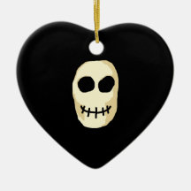 Cream and Black Skull. Primitive Style. Ornaments