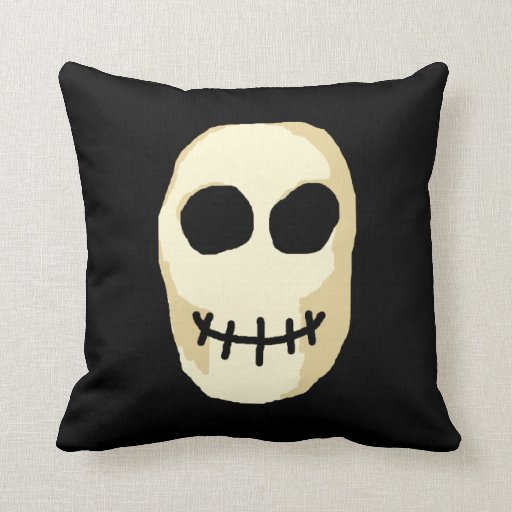 Cream and Black Skull. Throw Pillow Zazzle