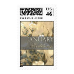 Cream and blue January wedding stamps