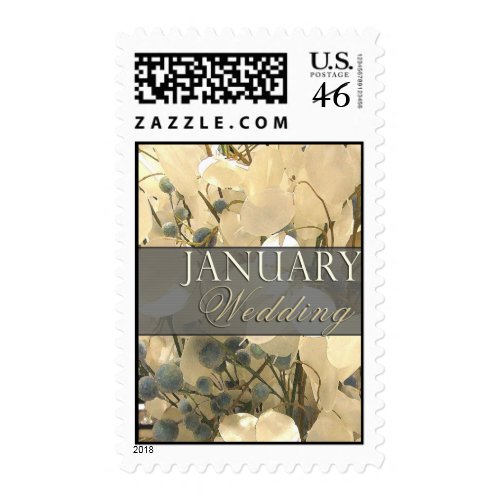 Cream and blue January wedding stamps stamp