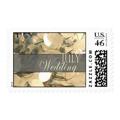 Cream and blue July Wedding flower Postage by perfectpostage