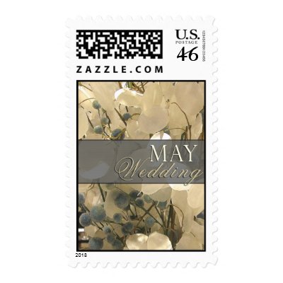 Cream and blue May Wedding Stamps by perfectpostage