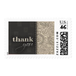 Cream and charcoal gray thank you postage
