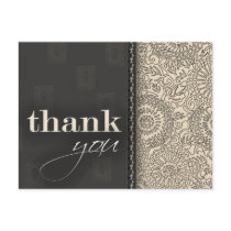 Cream and charcoal gray thank you postcards