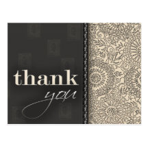 Cream and charcoal gray thank you postcards