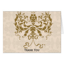 Cream and Gold Damask Greeting Card