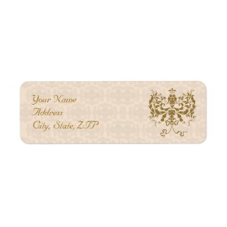 Cream and Gold Damask label