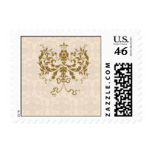 Cream and Gold Damask Postage