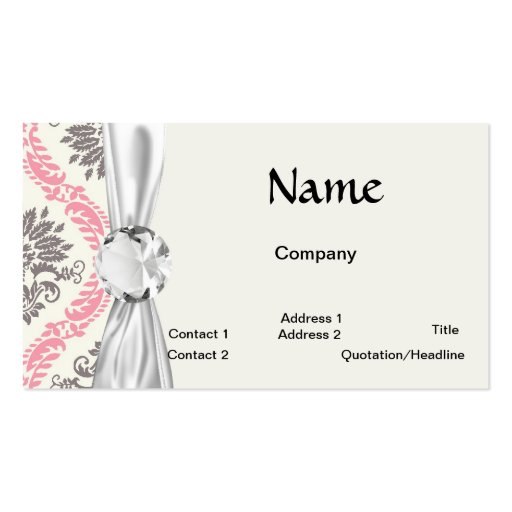 cream and grey tan damask bliss business card