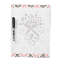 cream and grey tan damask bliss dry erase whiteboard