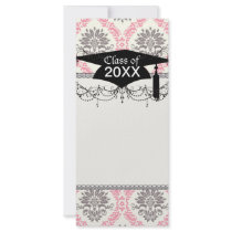 cream and grey tan damask bliss graduation rack card