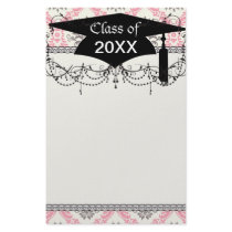 cream and grey tan damask bliss graduation custom stationery