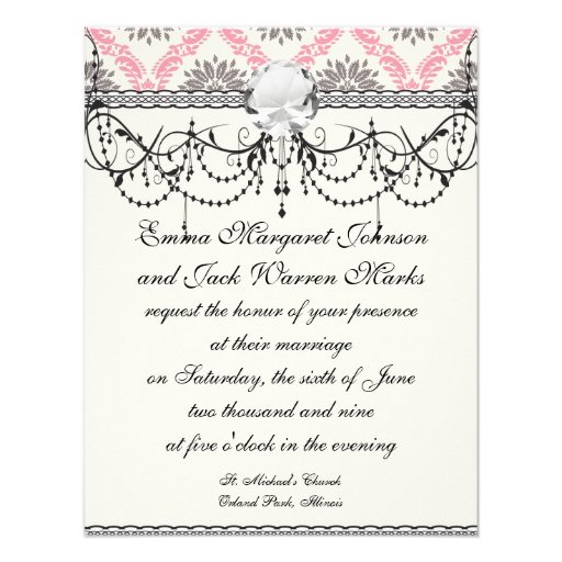 cream and grey tan damask bliss personalized announcement