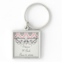cream and grey tan damask bliss key chains